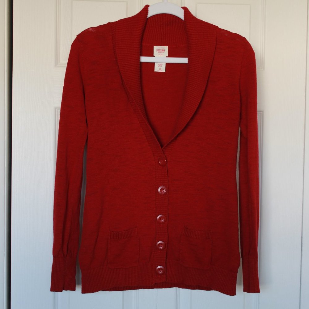 Mossimo deep red cardigan size Medium with buttons and pockets